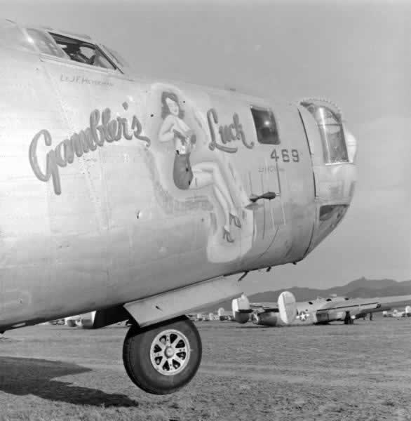 B-24 Liberator "Gambler's Luck" awaiting the furnace at Kingman Army Air Field in Arizona